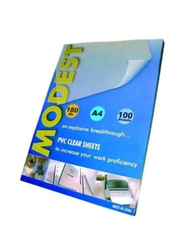 Modest PVC 180 Microns A4 Binding Sheet, 100 Pieces, Clear