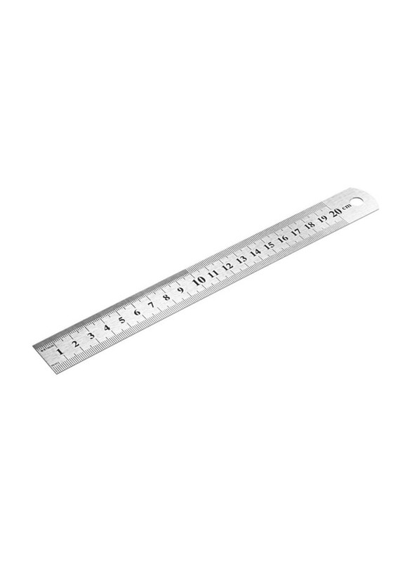 20cm Metal Ruler, Silver