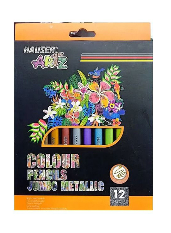 

Hauser Jumbo Metallic Colour Pencils Set, 12 Pieces, Multicolour