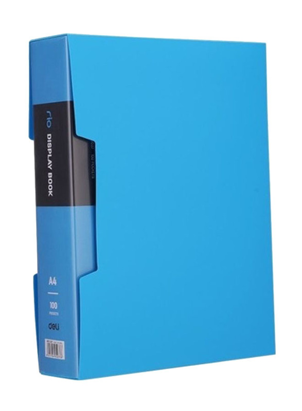 

Deli 100-Pocket Display Book File With Case, Blue