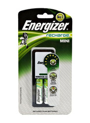 Energizer Battery Charger with 2 AA Rechargeable Battery Set, 3 Pieces, White/Green