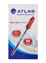 Atlas 50-Piece Fine Ballpoint Pen Set, 0.7mm, Red