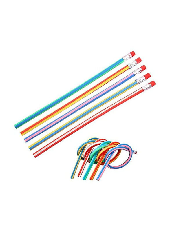 

Generic 40-Piece Flexible Striped Magic Bendable Pencils with Erasers, Multicolour