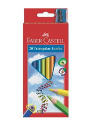Faber-Castell Triangular Jumbo Colour Pencil Set With Sharpener, 20 Pieces, Multicolour