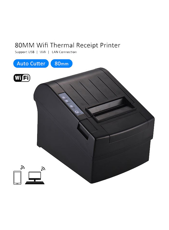 Wireless Wi-Fi Thermal Receipt Printer, Black