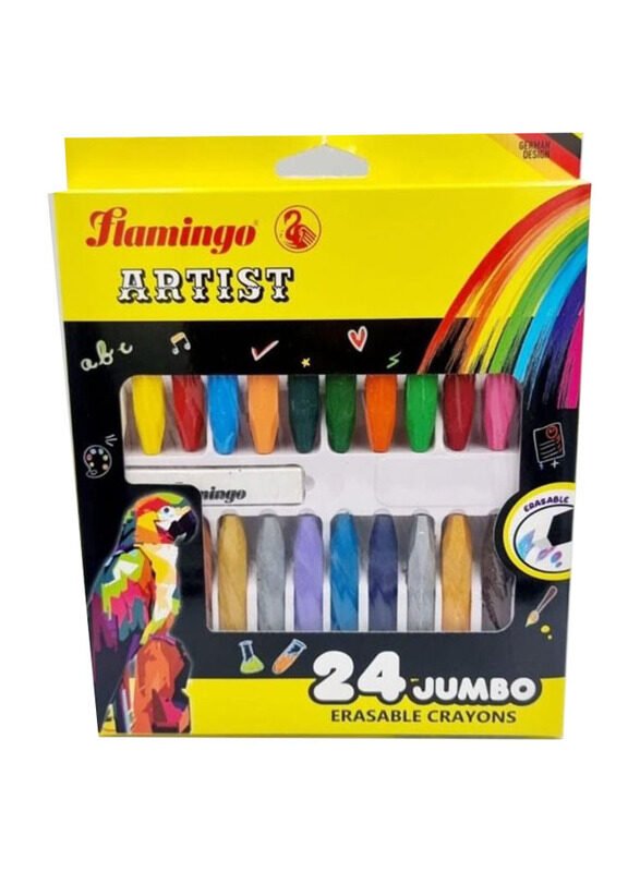 

Flamingo Artist Jumbo Erasable Crayons, 24 Pieces, Multicolour