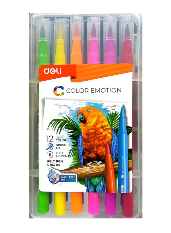 Deli Colour Emotion Felt Pen, 12 Pieces, Multicolour
