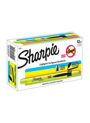Sharpie 12-Piece Chisel Tip Accent Retractable Highlighters, Yellow