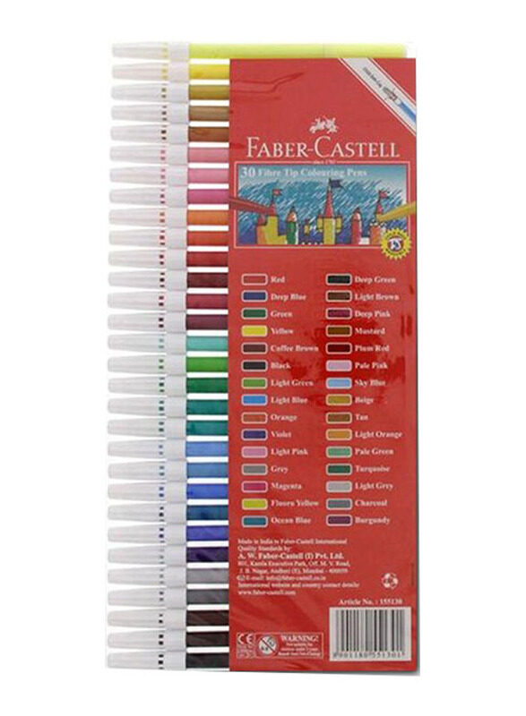 

Faber-Castell Fibre Tip Colouring Pen Set, 30 Pieces, Multicolour