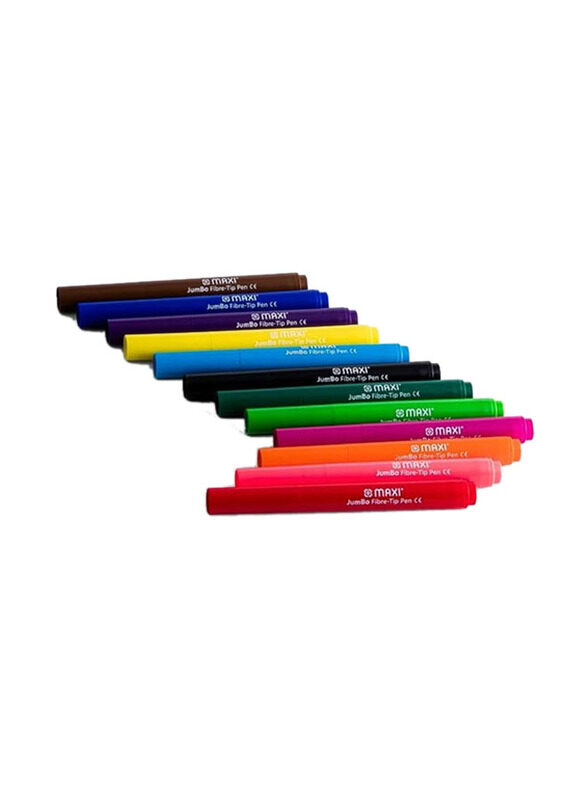 Maxi Jumbo Washable Felt Pens, 12 Pieces, Multicolour