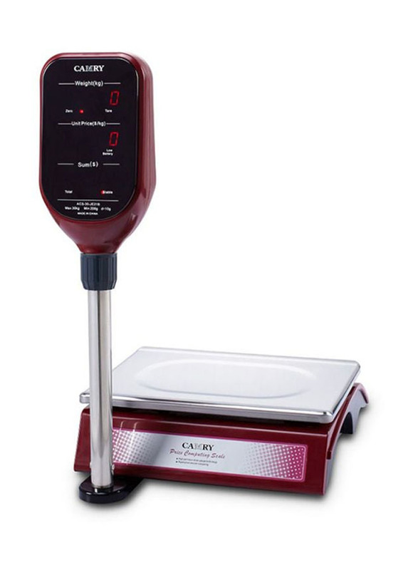 Camry 30 Kg Capacity Commercial Grocery Scale With Stand Display Unit, Red