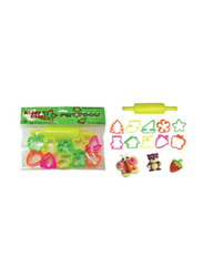 Kiddy Clay 10 Small Plastic Moulds + 1 Roller Set, Multicolour