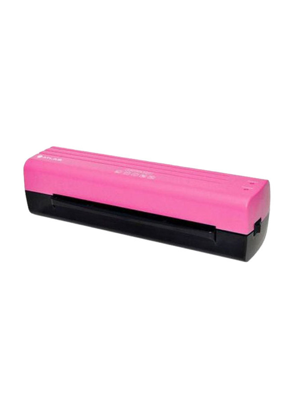 Atlas A4 Portable Laminating Machine, AS-LM2-P42D3-PK, Black/Pink