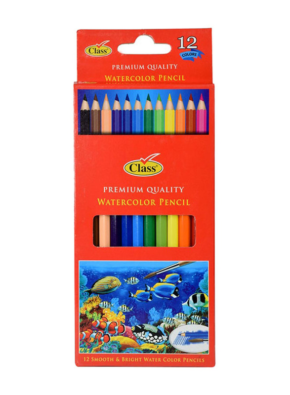 Class Water Colour Pencil Set, 12 Pieces, Multicolour