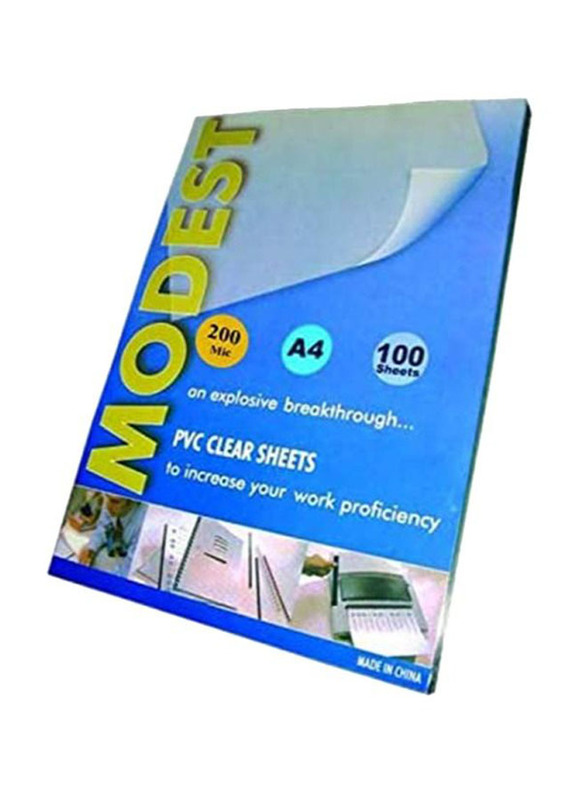 Modest PVC A4 200 Mic Sheets, Clear
