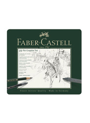 Faber-Castell 19-Piece Pitt Graphite Pencil Set with Metal Tin, Multicolour