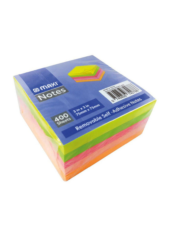 Maxi Self-Adhesive Sticky Notes, 400 Sheets, MX-SN75X75-4AN, Multicolour
