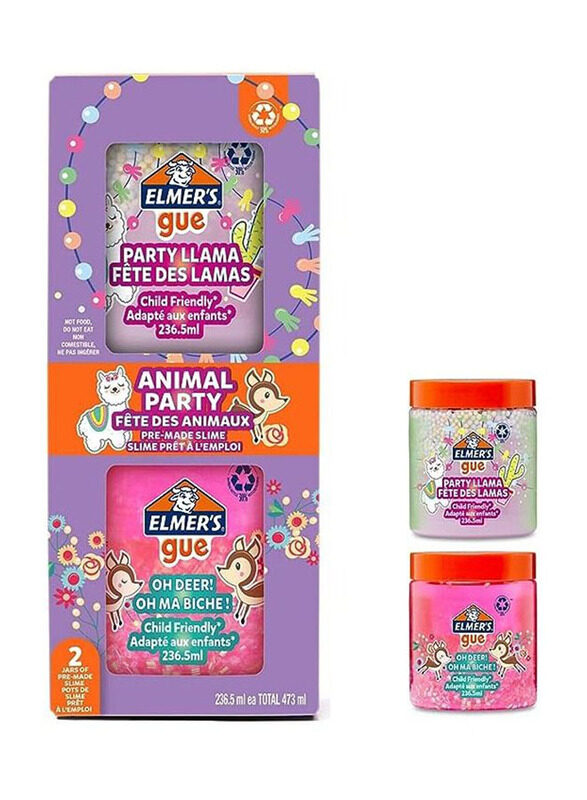 Elmer's Ready Party Animals Slime, 2 Pieces, Multicolour