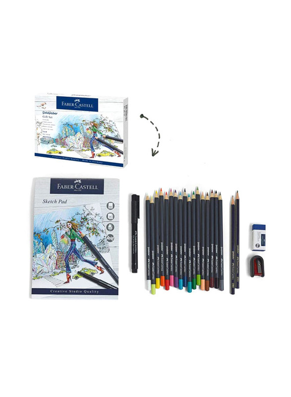 Faber-Castell Colour Pencils And Sketch Pad Set, 23 Pieces, Multicolour