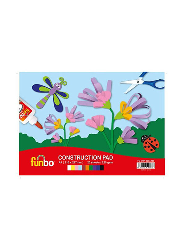 

Funbo Construction Pad, 220 GSM, 20 Sheets A4 Size, Multicolour