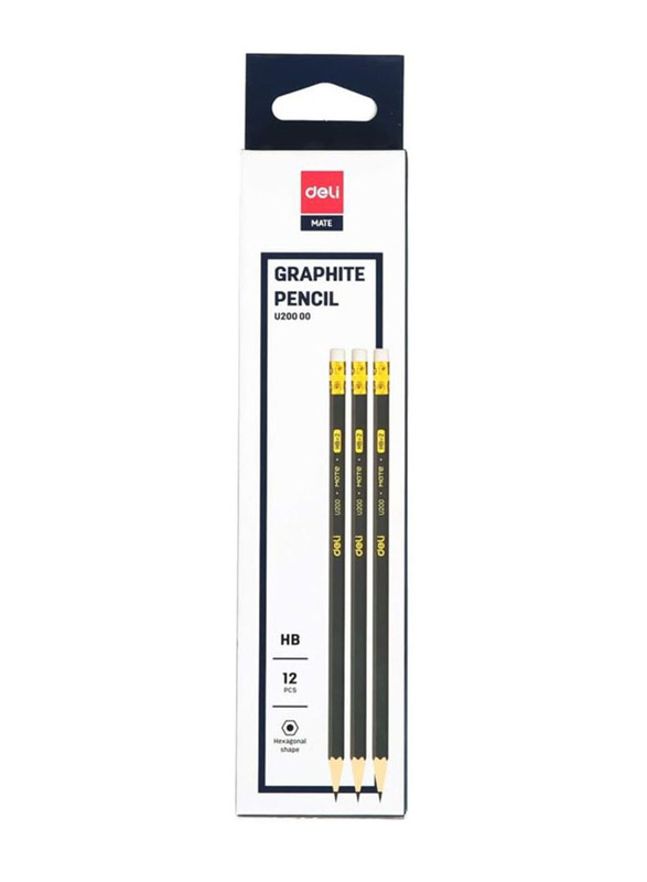 Deli 36-Piece HB Graphite Pencil Set with Eraser, Black/Yellow