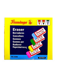 Flamingo 20-Piece Eraser Set, Multicolour