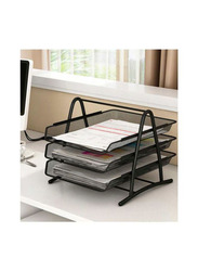 3-Tier A4 Document File Organizer Metal Mesh Tray, Black