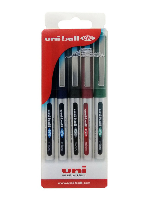 Uniball 5-Piece Eye Micro Rollerball Pen Set, Multicolour