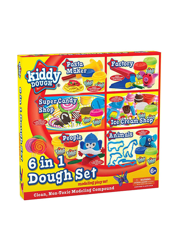 Kiddy Dough 6-in-1 Non-Toxic Modelling Dough Clay Set, Multicolour