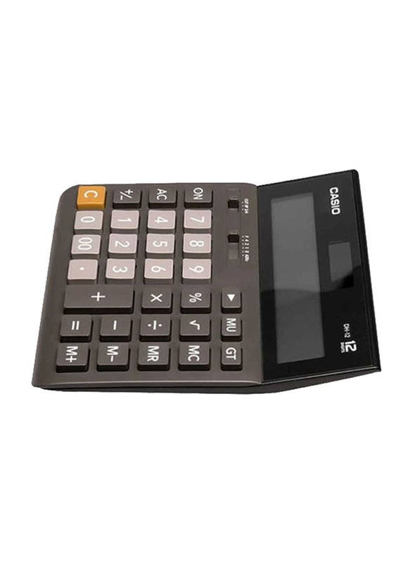 Casio 12-Digits Mini Desk Basic Calculator, Black/Grey