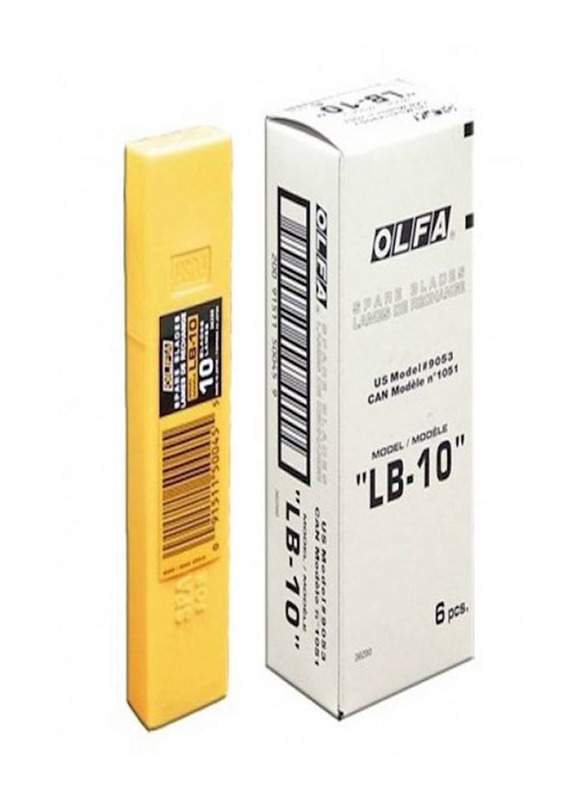 Olfa 10-Pack 18 x 110mm Heavy Duty Spare Blades, LB-10, Yellow