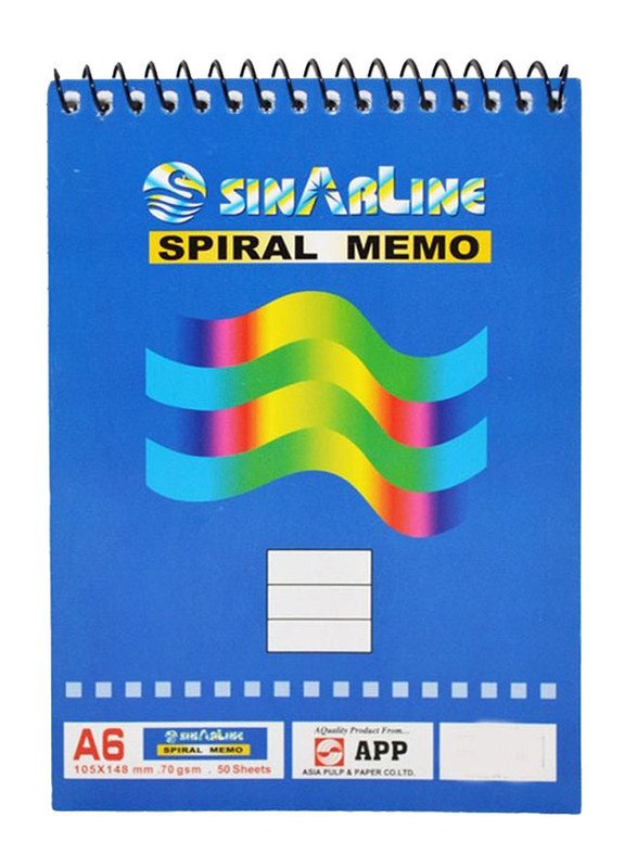 Sinarline Spiral Memo Pad Set, 12 Sheets, A6 Size