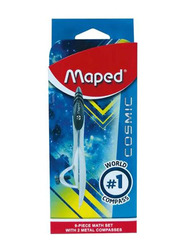 Maped 9-Piece Math Set with 2 Metal Compasses, Multicolour