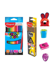 Maped 28-Piece Color Peps School Stationery Set, Red/Blue/Pink