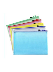12-Piece Zipper Plastic Mesh Stationery Bag Set, Multicolour