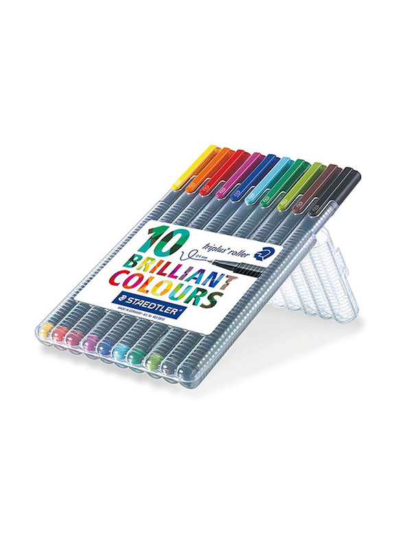 Staedtler 10-Piece Triplus Rollerball Pen Set, Multicolour