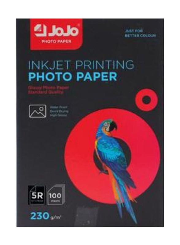 Jojo Inkjet Printing Glossy Photo Paper, 102 x 152mm, 100 Sheets, 230 GSM, 4R Size, GS2304R-1W4