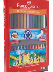 Faber-Castell-Grip Erasable Crayons, 24 Pieces, Multicolour
