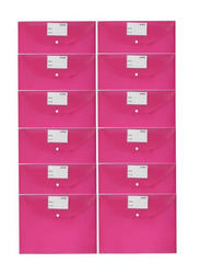 Maxi 12-Piece Clear Document Bag, FL12, Pink