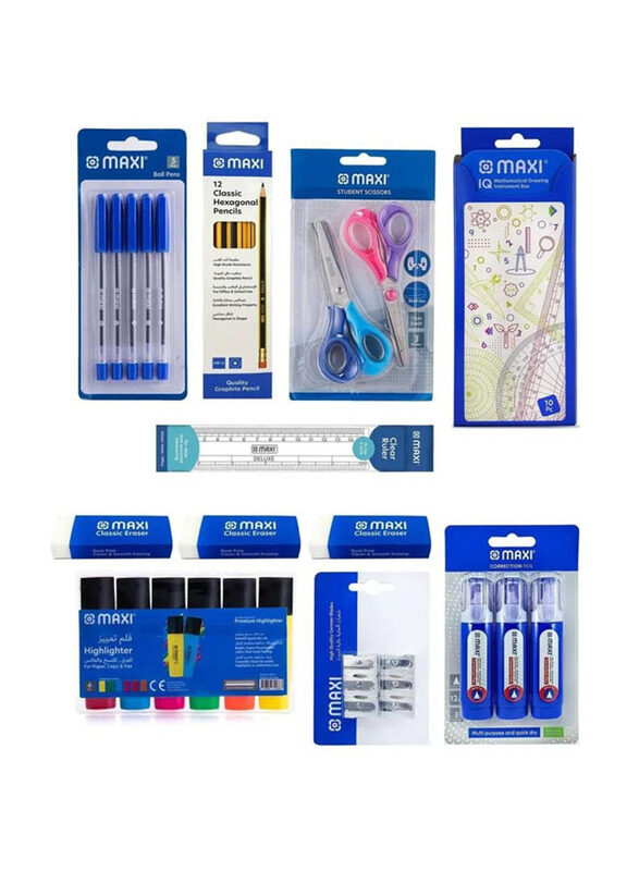 

Maxi 49-Piece School Stationery Value Pack, Assorted Colors