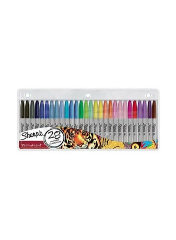 Sharpie 28-Piece Fine Tip Permanent Marker Set, Multicolour