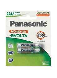 Panasonic AAA Rechargeable Batteries 800mAh, 2 Pieces, Multicolour