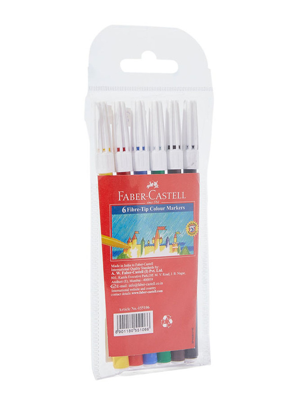 

Faber-Castell Fiber-Tip Colour Markers Set, 6 Pieces, Multicolour