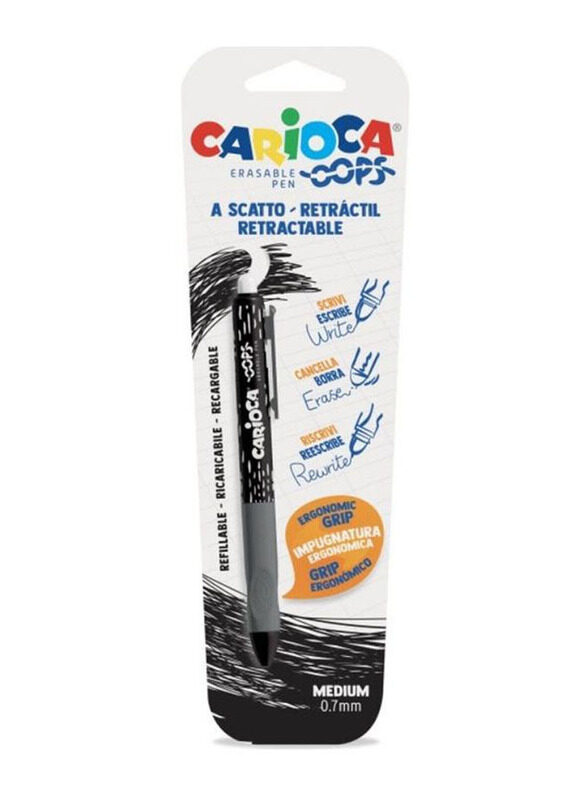 Carioca Oops Retractable Erasable Pen, Black