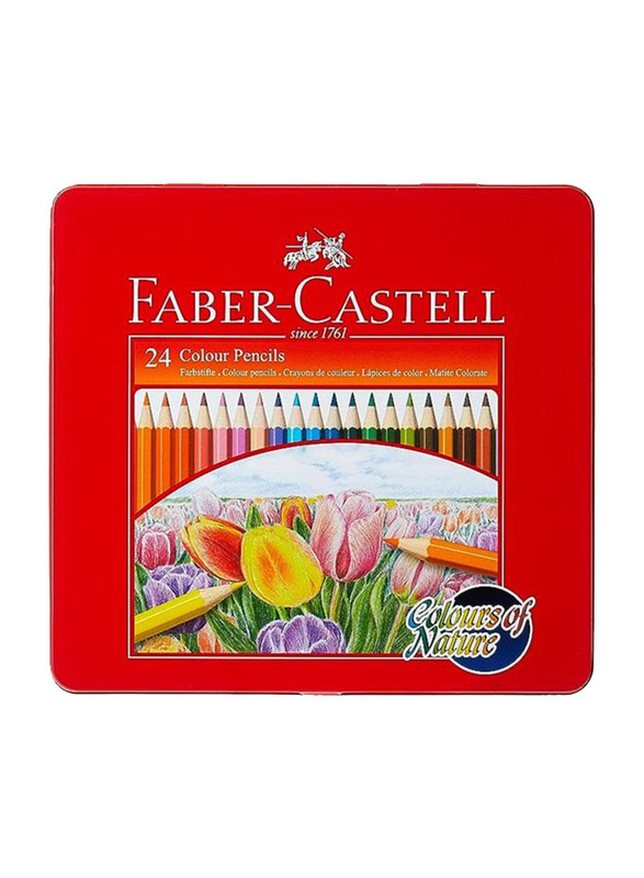 Faber-Castell Color Pencils in Metal Box, 24 Pieces, Multicolour