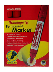 Flamingo 10-Piece Permanent Marker, Red