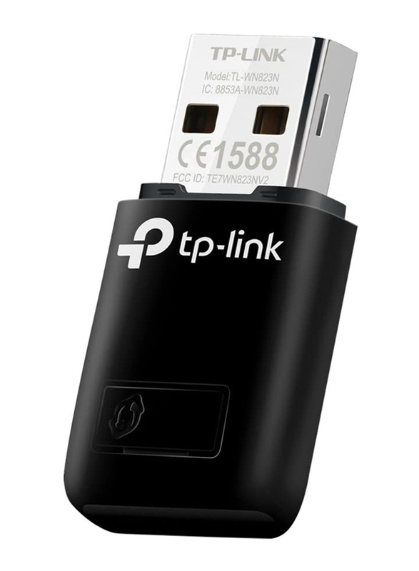 TP-Link TL-WN823N N300 300Mbps Wi-Fi WPS Button Mini Wireless USB Adapter, Black
