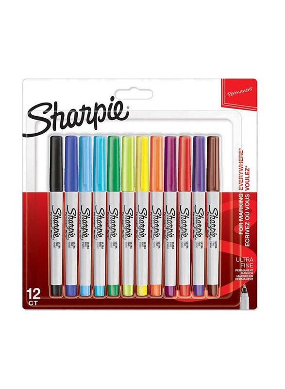 Sharpie 12-Piece Ultra Fine Tip Permanent Markers Set, Multicolour