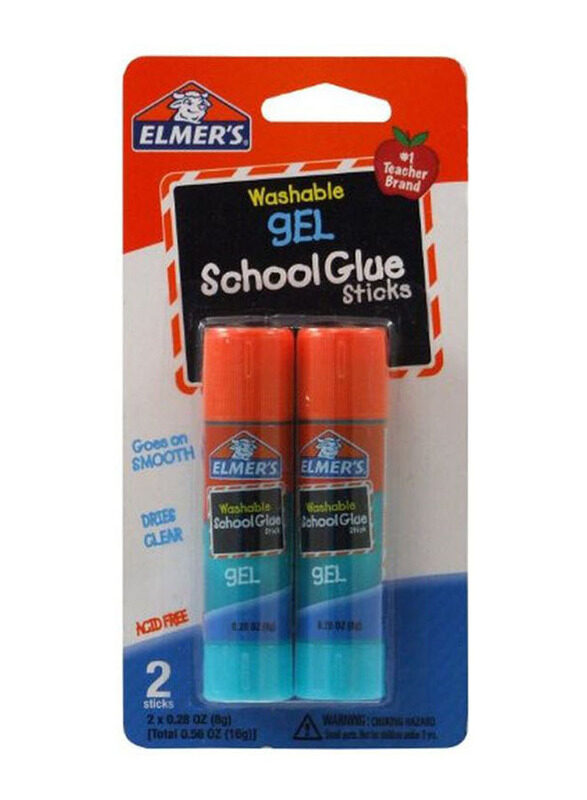 

Elmer's Washable Gel School Glue Sticks, 2 Pieces, Clear