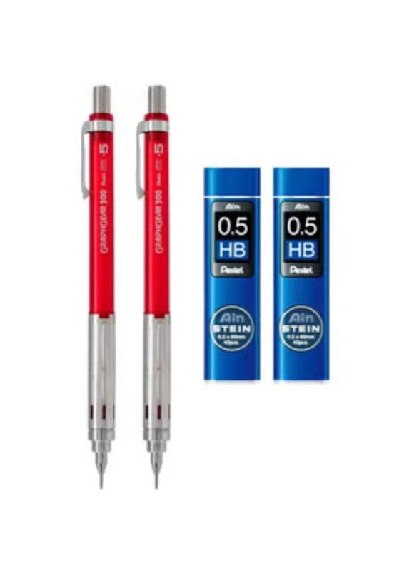 

Pentel 2-Piece Graph Gear 300 Mechanical Pencil with Leads, 0.5mm, Red